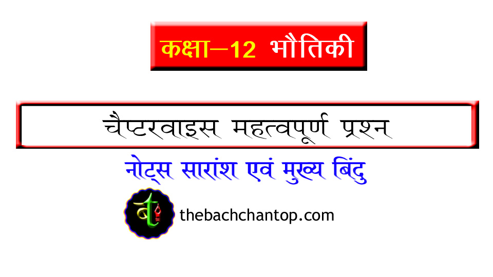 CBSE कक्षा 12 भौतिकी – अध्यायवार सबसे महत्वपूर्ण प्रश्न और&nbsp;उत्तर