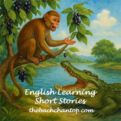 The Monkey and the Crocodile – A Clever Tale of Friendship and Wisdom (with Hindi Translation)