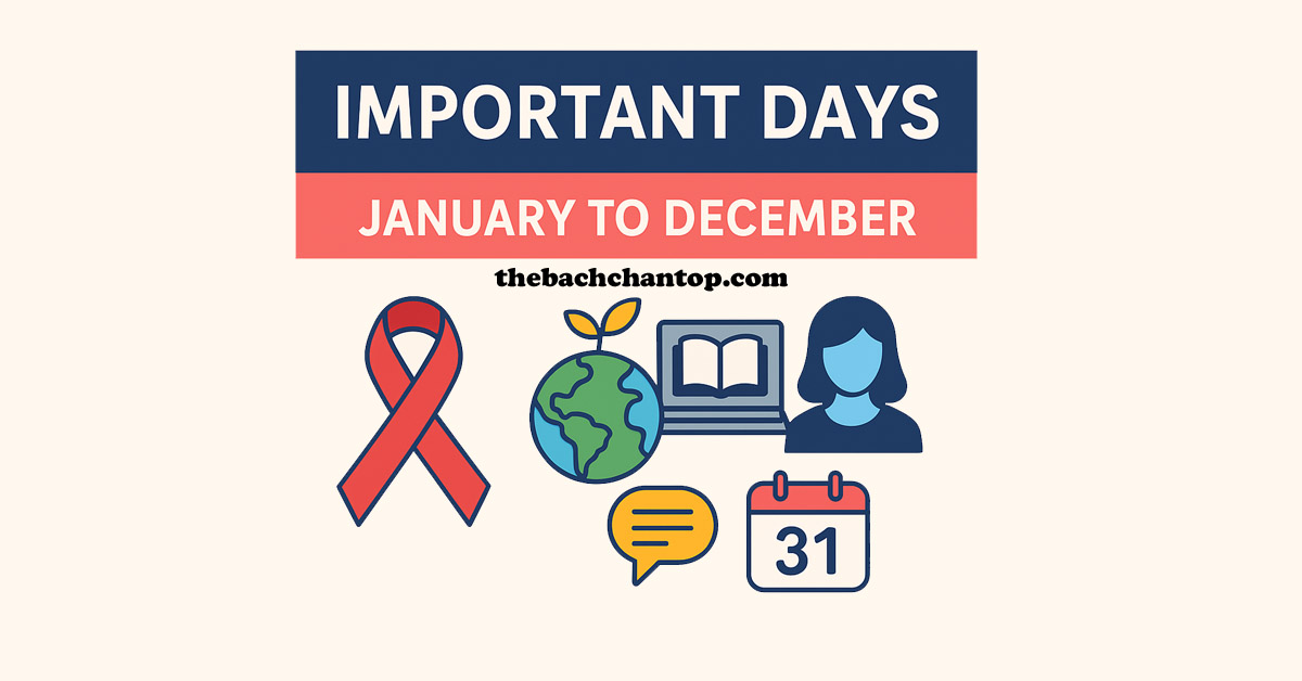 all important day and dates from jan to dec