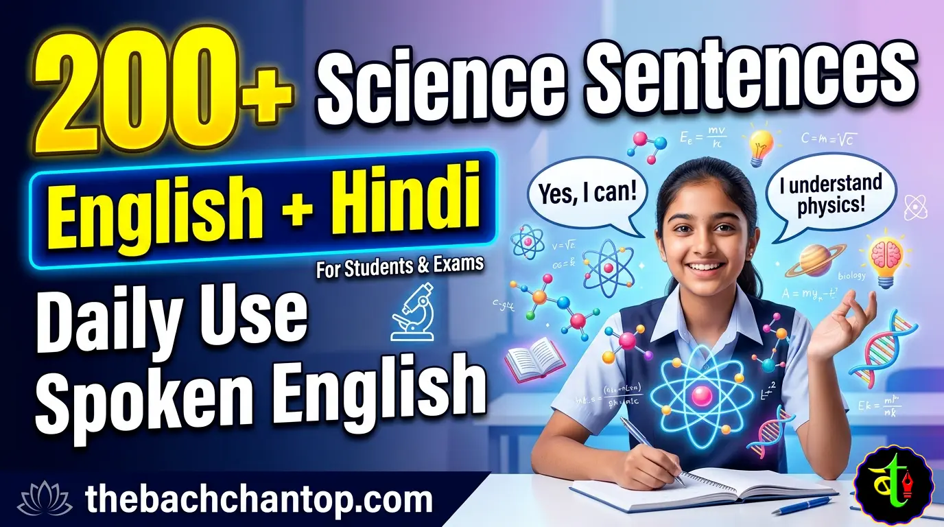 200+ Science Sentences in English with Hindi Meaning | Daily Use Spoken English for Students & Exams