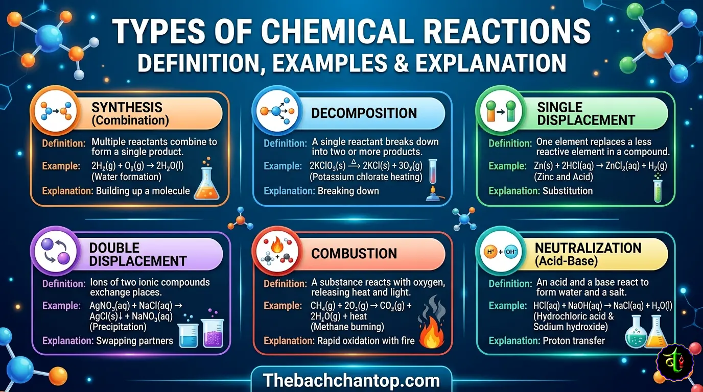 Types of Chemical Reactions | Definition, Examples & Explanation