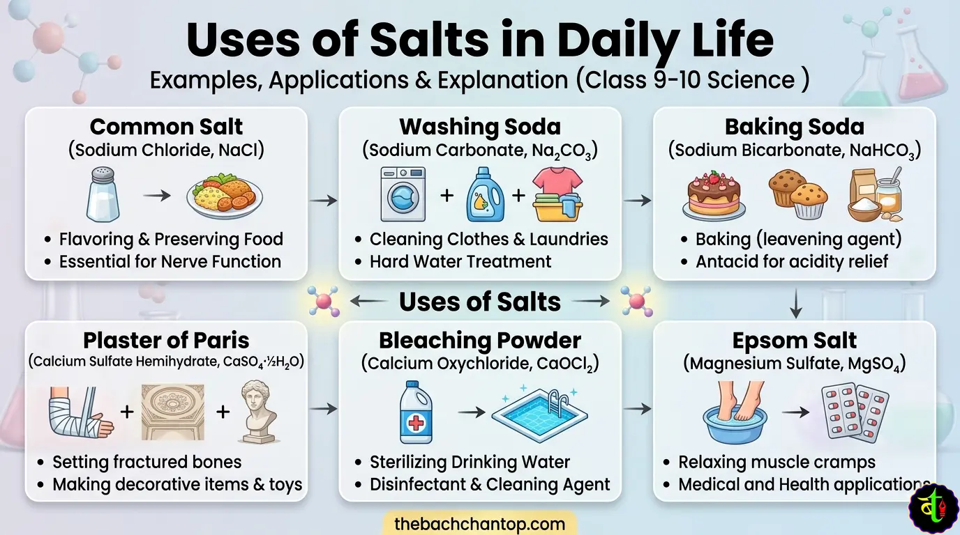 Uses of Salts in Daily Life | Examples, Applications & Explanation (Class 9–10 Science)