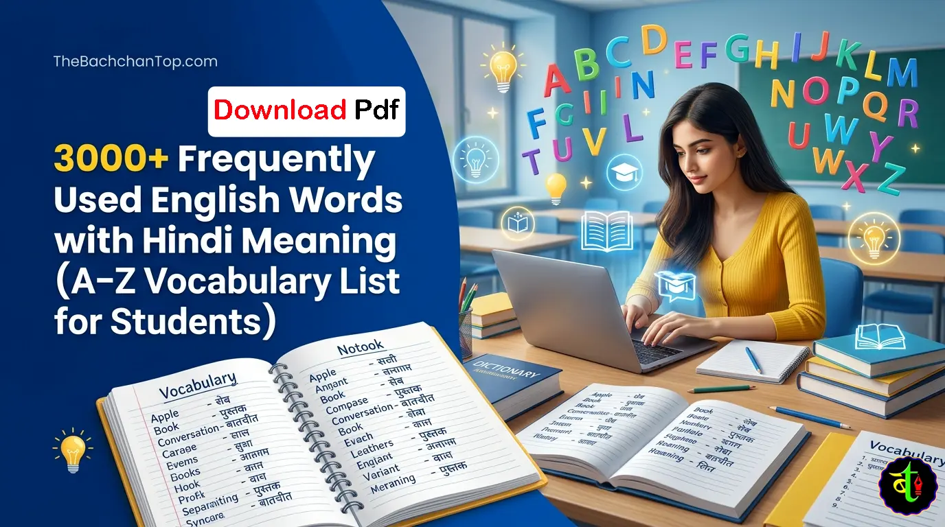 3000+ Frequently Used English Words with Hindi Meaning (A–Z Vocabulary List for Students)