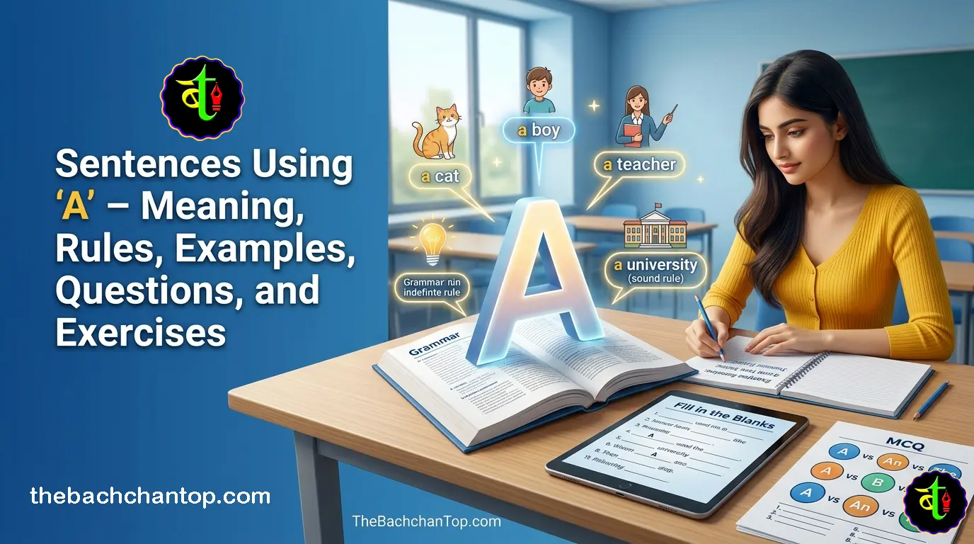 Sentences Using “A” – Meaning, Rules, Examples, Questions, and Exercises