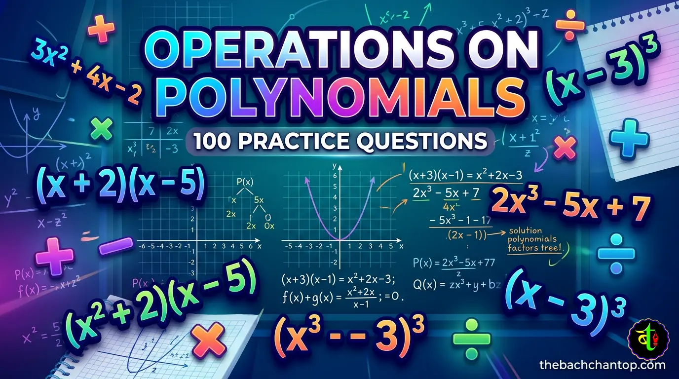 Operations on Polynomials – Addition, Subtraction and Multiplication of Polynomials with Examples and 100 Practice Questions