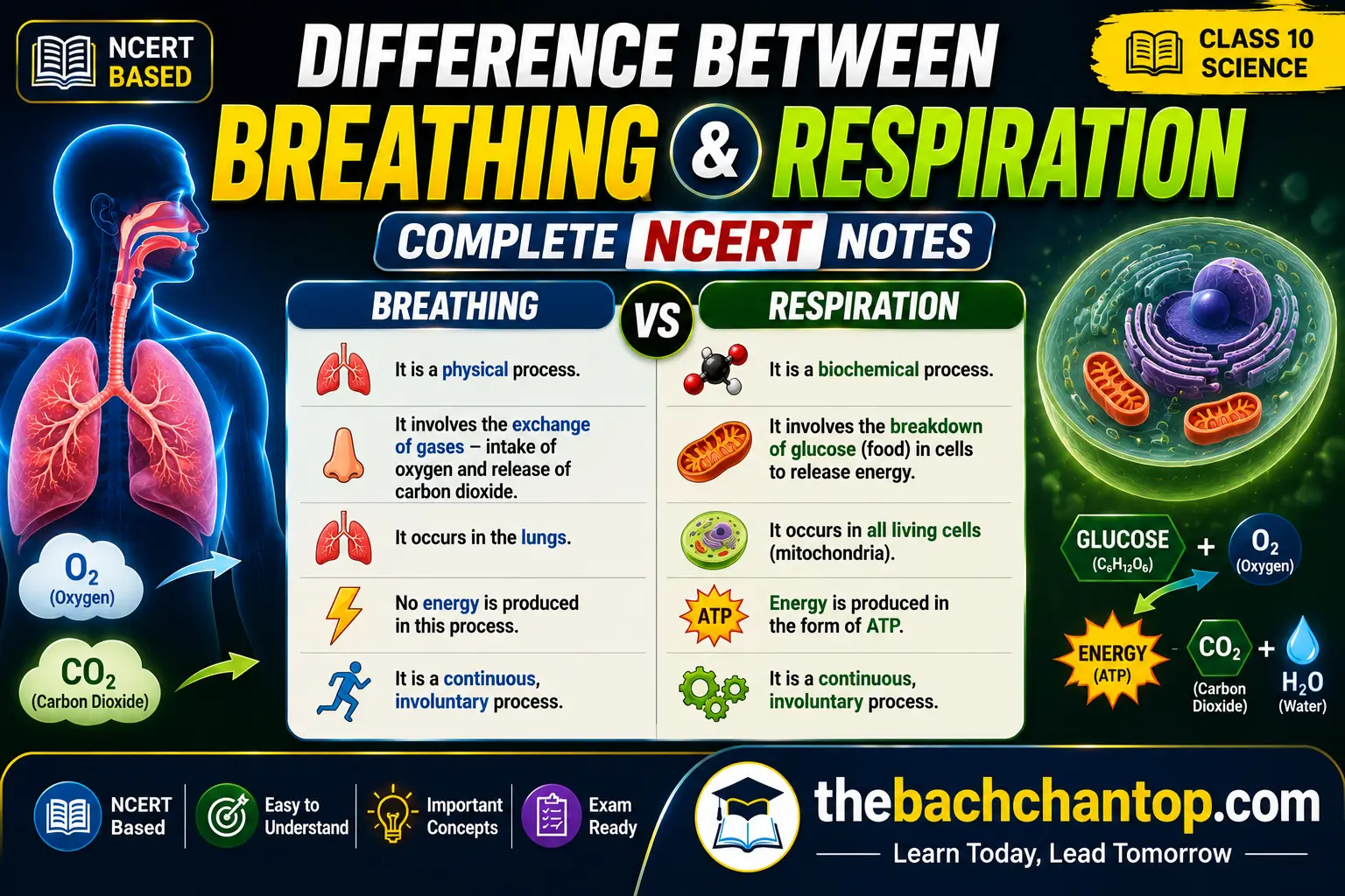 Difference Between Breathing and Respiration