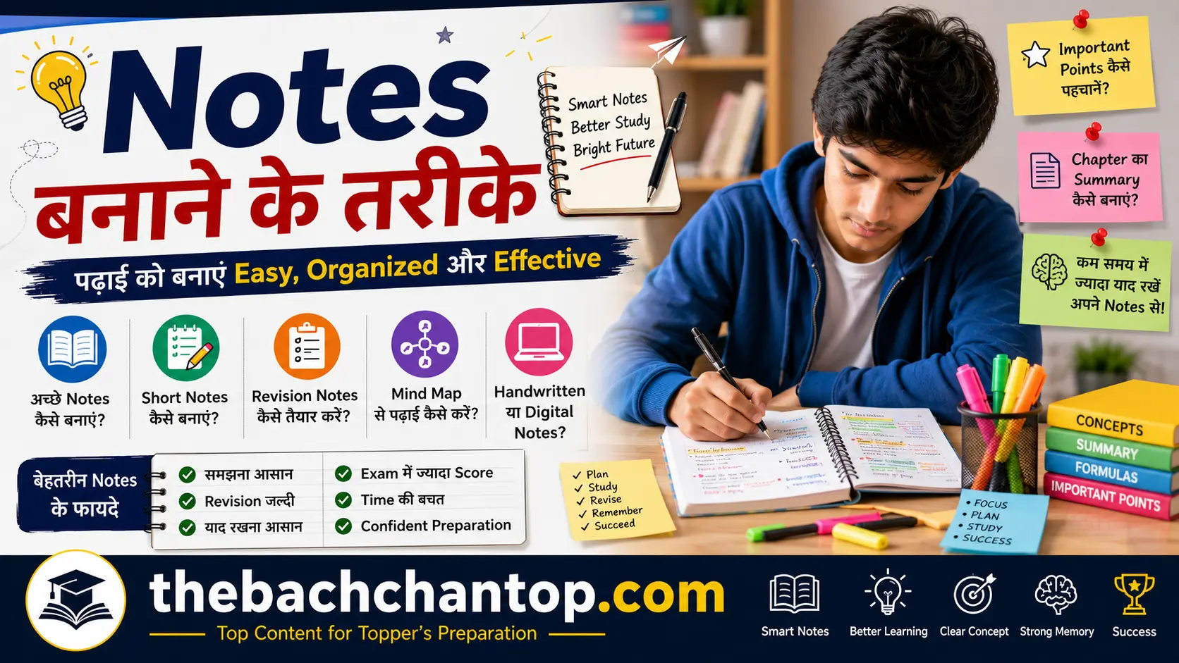 Notes बनाने के तरीके: अच्छे Notes, Short Notes, Revision Notes और Mind Maps बनाने की पूरी गाइड