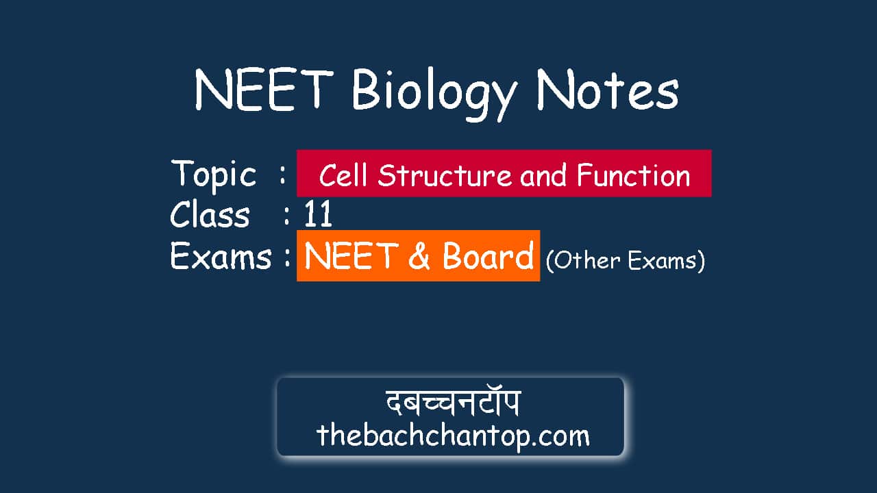 Cell Structure and Function — Complete NEET Biology Notes